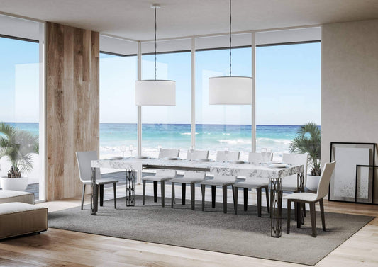 Dafne Italian Design Tavolo Ghibli Allungabile piano Marmo 90x180 allungato 284 telaio Antracite