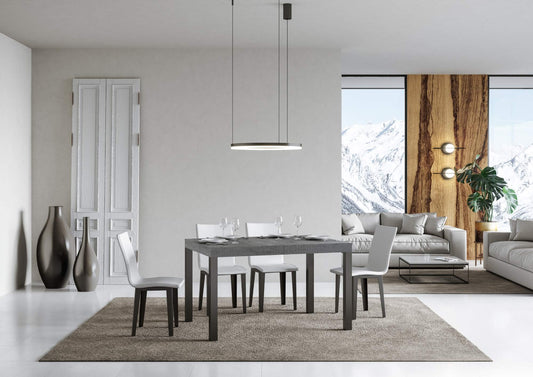 Dafne Italian Design Tavolo everyday allungabile piano Cemento 90x130 allungato 234 telaio Antracite