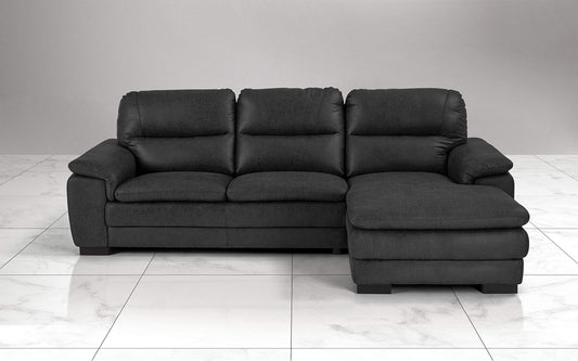 Dafne Italian Design Divano angolare 3 posti con penisola a Destra. Tessuto Manila Nero (cm. 275 x 158 x 94h)