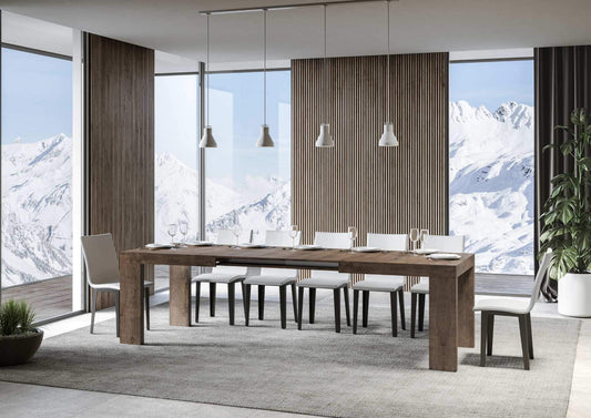 Dafne Italian Design Tavolo Roxell Allungabile Noce 90x160 allungato 264 telaio Antracite