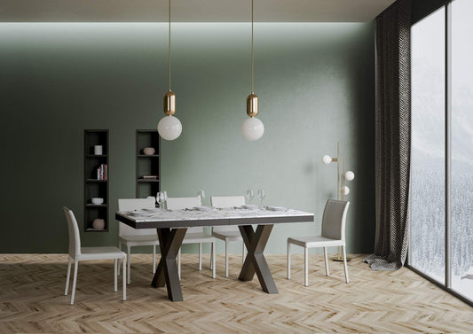Dafne Italian Design Tavolo Traffic Evolution piano Marmo 90x180 allungato 440 telaio Antracite