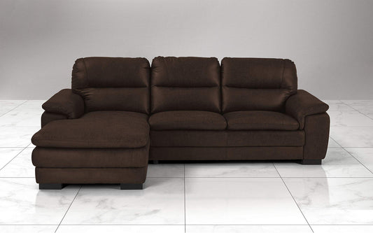 Dafne Italian Design Divano angolare 3 posti con penisola a Sinistra. Tessuto Manila Ebony (cm. 275 x 158 x 94h)