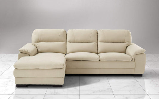Dafne Italian Design Divano angolare 3 posti con penisola a Sinistra. Tessuto Soft Beige (cm. 275 x 158 x 94h)