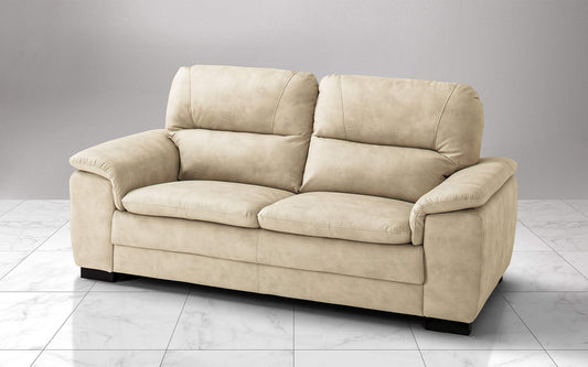 Dafne Italian Design Divano a 3 posti. Similpelle Effetto Nabuk Light Camel (cm. 198 x 95 x 94h)