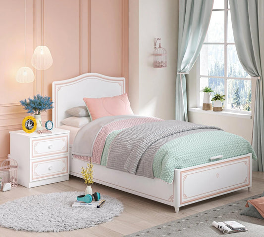 Dafne Italian Design Letto Selena Rosa con Base (100x200 Cm)