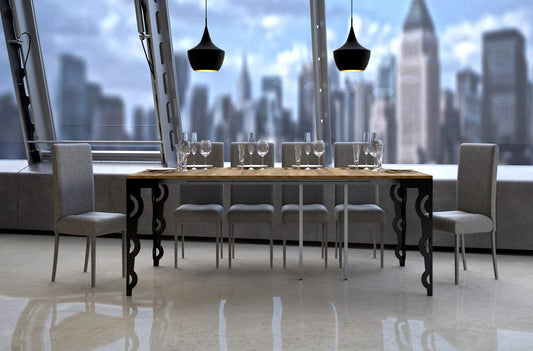 Dafne Italian Design Consolle allungabile Karamay Evolution Small Quercia Natura Telaio Antracite