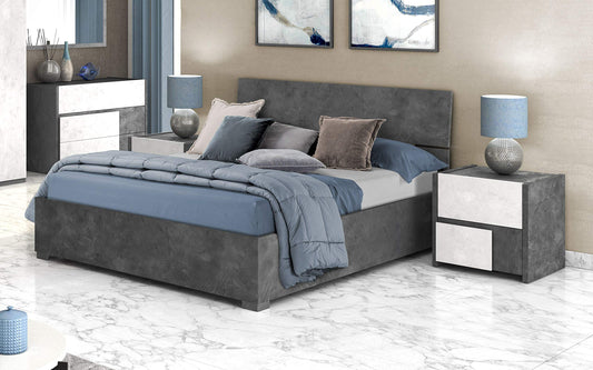 Dafne Italian Design Letto matrimoniale con contenitore in legno, rete ortopedica a doghe - 169 x 203 x 94h.