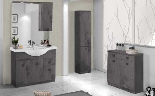 Dafne Italian Design Mobile da bagno Missy finitura grigio antracite composto da: componibile bagno cm. 105x50x190 (base, lavabo, specchio, pensile) - colonna cm. 34x34x150 - base mobile cm. 69x34x80