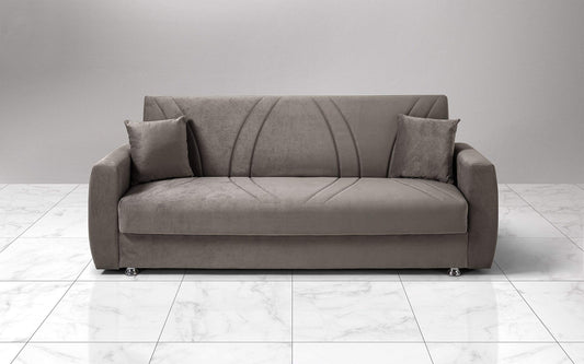 Dafne Italian Design Divano Letto 3 posti in Micro Fibra, reclinabile con Contenitore. Grigio Scuro (cm. 225 x 87 x 92h)