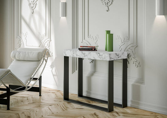 Dafne Italian Design Consolle allungabile Elettra Small Marmo telaio antracite cm.196