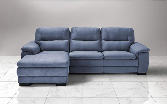 Dafne Italian Design Divano angolare 3 posti con penisola a Sinistra. Tessuto Gordon Denim (cm. 275 x 158 x 94h)