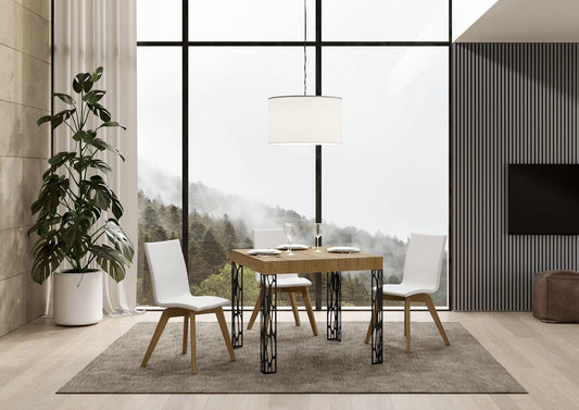 Dafne Italian Design Tavolo Ghibli Allungabile piano Quercia Natura 90x90 allungato 246 telaio Antracite