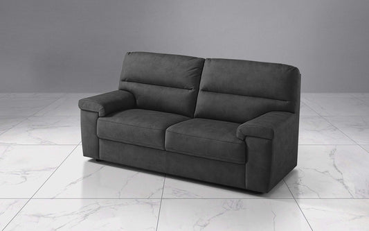 Dafne Italian Design Divano a 3 posti. Similpelle Effetto Nabuk Nero (cm. 186 x 95 x 96h)