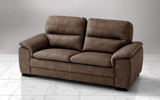Dafne Italian Design Divano a 3 posti. Similpelle Effetto Nabuk Brown (cm. 198 x 95 x 94h)