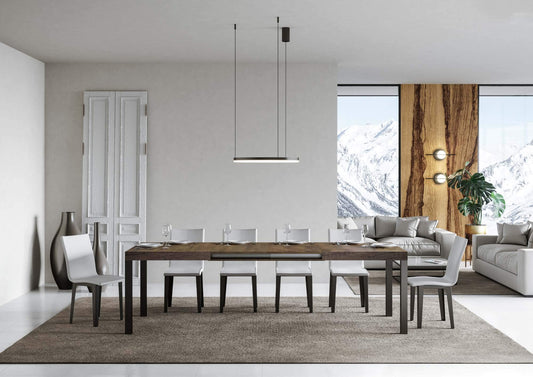 Dafne Italian Design Tavolo everyday allungabile piano Noce 90x130 telaio allungato 390 Antracite