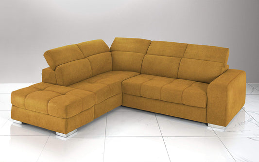 Dafne Italian Design Divano Letto angolare 3 posti con penisola a Sinistra. Tessuto Romeo ruggine (cm. 266 x 230 x 94h)