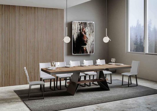 Dafne Italian Design Tavolo Baita Evolution allungabile piano quercia 90x180 allungato 284 telaio Antracite
