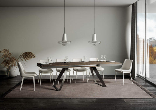 Dafne Italian Design Tavolo Proxy Evolution piano Noce 90x160 allungato 264 telaio Antracite