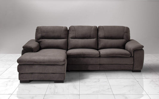 Dafne Italian Design Divano angolare 3 posti con penisola a Sinistra. Tessuto Gordon Mocca (cm. 275 x 158 x 94h)