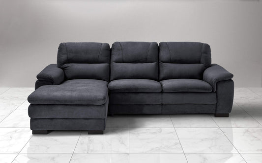 Dafne Italian Design Divano angolare 3 posti con penisola a Sinistra. Tessuto Gordon Grigio Scuro (cm. 275 x 158 x 94h)