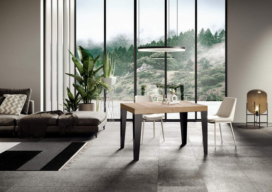 Dafne Italian Design Tavolo Flame allungabile piano Quercia Natura 90x130 allungato 234 telaio Antracite