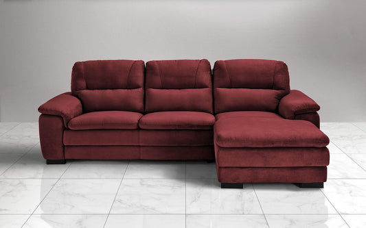 Dafne Italian Design Divano angolare 3 posti con penisola a Destra. Tessuto Gordon Rosso (cm. 275 x 158 x 94h)