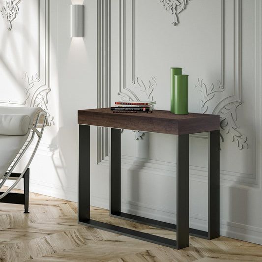 Dafne Italian Design Consolle allungabile Elettra Noce Telaio Antracite