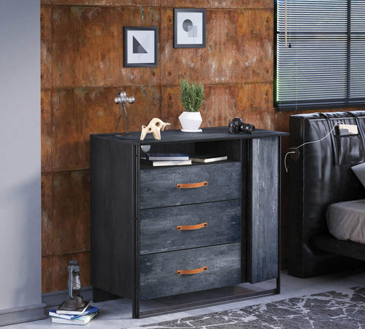 Dafne Italian Design Comò Largo in Dark Metal
