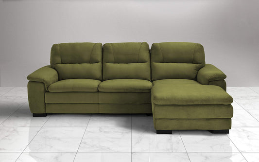 Dafne Italian Design Divano angolare 3 posti con penisola a Destra. Tessuto Gordon Lime (cm. 275 x 158 x 94h)