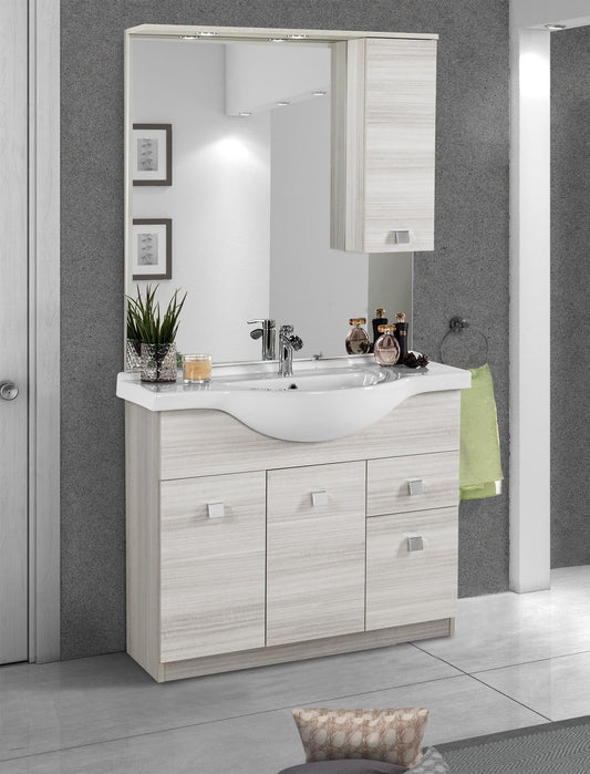 Dafne Italian Design Mobile da bagno Missy finitura olmo bianco cm. 105x45x190 (base, lavabo, specchio, pensile)