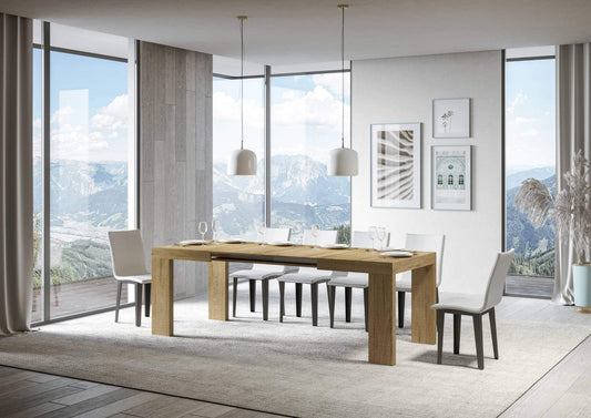 Dafne Italian Design Tavolo Roxell Allungabile Quercia Natura 90x130 allungato 390 telaio Antracite