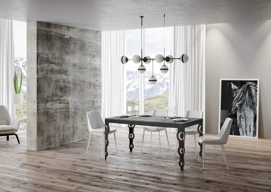 Dafne Italian Design Tavolo Karamay Evolution piano Cemento 90x180 allungato 284 telaio Antracite