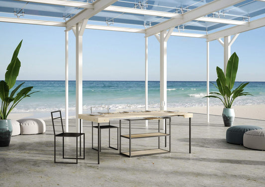 Dafne Italian Design Consolle allungabile Camelia Small Abete Natura Telaio Antracite