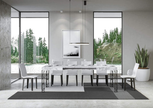 Dafne Italian Design Tavolo Ghibli Allungabile piano Marmo 90x130 allungato 234 telaio Antracite