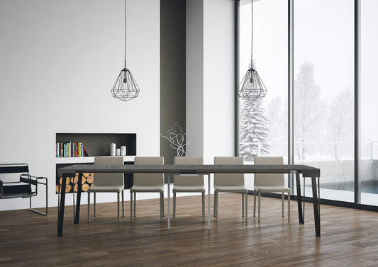 Dafne Italian Design Consolle allungabile Rio Cemento Telaio Argento