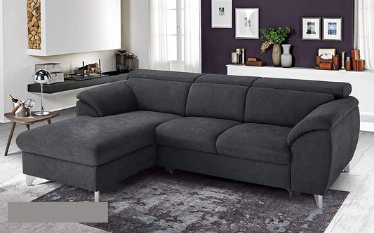 Dafnedesign.com - Divano letto angolare 3 posti letto con penisola a sinistra - colore: grigio antracite - materiale: tessuto - cm. 269 x 175 x 94h