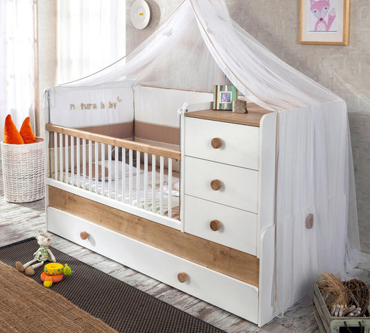 Dafne Italian Design Lettino trasformabile Natura Baby SL (con Letto per Genitori) (80x180 Cm)