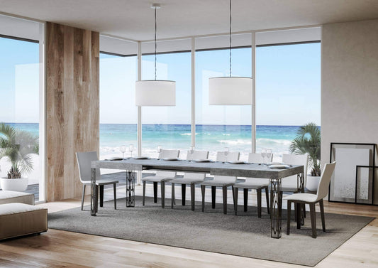 Dafne Italian Design Tavolo Ghibli Allungabile piano Cemento 90x180 allungato 284 telaio Antracite