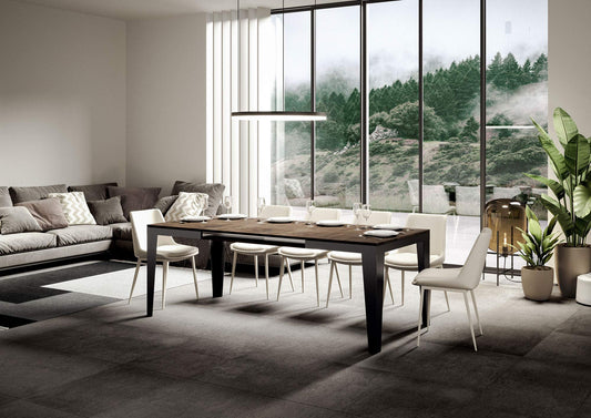 Dafne Italian Design Tavolo Flame Evolution piano Noce 90x120 telaio allungato 224 Antracite