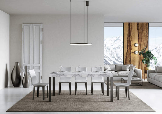 Dafne Italian Design Tavolo everyday allungabile piano Marmo 90x180 allungato 440 telaio Antracite