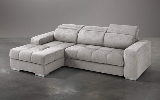 Dafne Italian Design Divano Letto angolare 3 posti con penisola a Sinistra. Tessuto Romeo Perla (cm. 259 x 178 x 94h)
