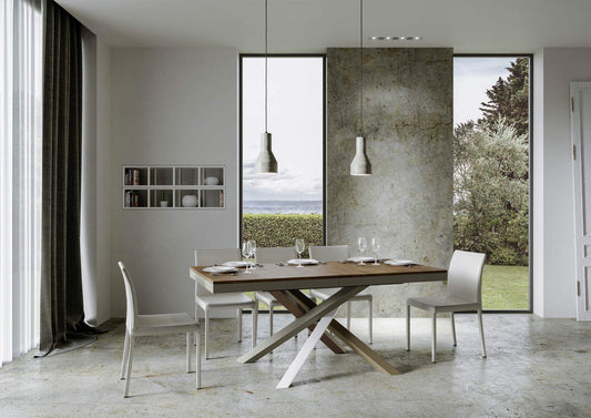 Dafne Italian Design Tavolo Volantis Evolution piano Noce 90x180 allungato 440 telaio multicolor