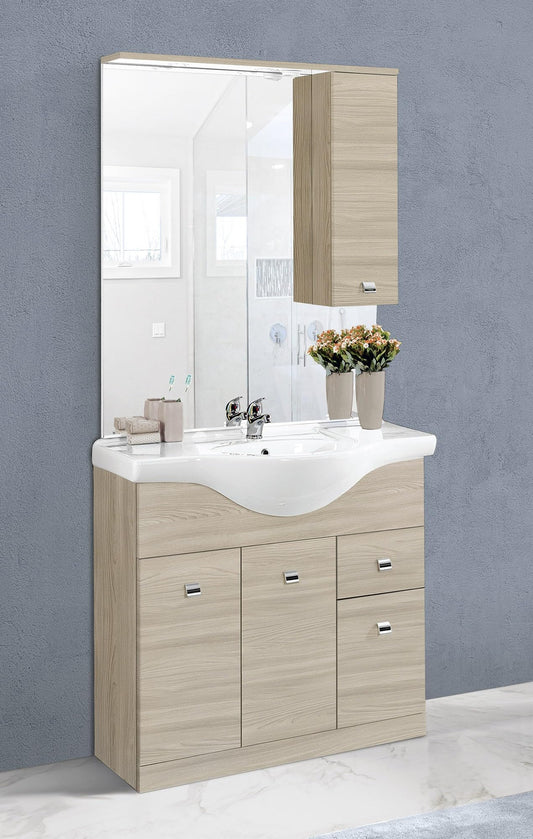 Dafne Italian Design Mobile da bagno Missy finitura olmo perla cm. 85x50x190 (base, lavabo, specchio, pensile)