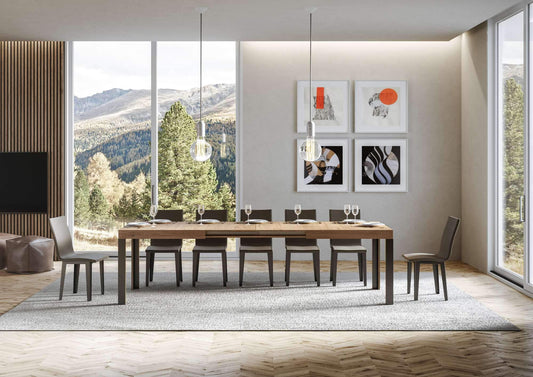 Dafne Italian Design Tavolo Linea Allungabile piano Quercia Natura 90x160 allungato 264 telaio Antracite