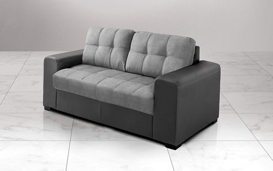 Dafne Italian Design Divano 3 posti. Similpelle Fango, Tessuto Stone (cm. 211 x 91 x 89h)