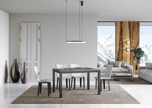 Dafne Italian Design Tavolo everyday Evolution piano Cemento 90x120 allungato 380 telaio Antracite