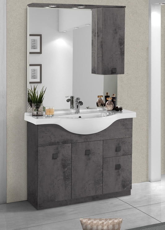 Dafne Italian Design Mobile da bagno Missy finitura grigio antracite cm. 105x50x190 (base, lavabo, specchio, pensile)