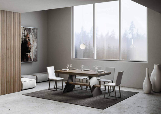 Dafne Italian Design Tavolo Baita Evolution allungabile piano Noce 90x180 allungato 284 telaio Antracite