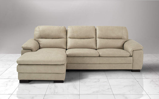 Dafne Italian Design Divano angolare 3 posti con penisola a Sinistra. Tessuto Manila Beige (cm. 275 x 158 x 94h)