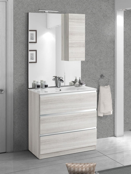 Dafne Italian Design Mobile da bagno Vichy finitura bianco eucalipto cm 81x46x189 (base, lavabo, specchio, pensile)